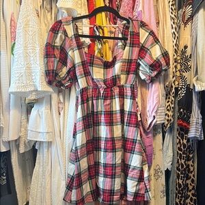 NWT Show Me Your Mumu Plaid Puff Sleeve Dress